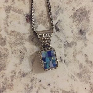 Opal Mosaic Sterling Silver 925 Necklace